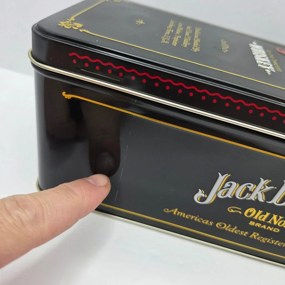Jack Daniel's Whiskey Collectible Tin Box Old No 7 Black Gold Bar Decor USA Made